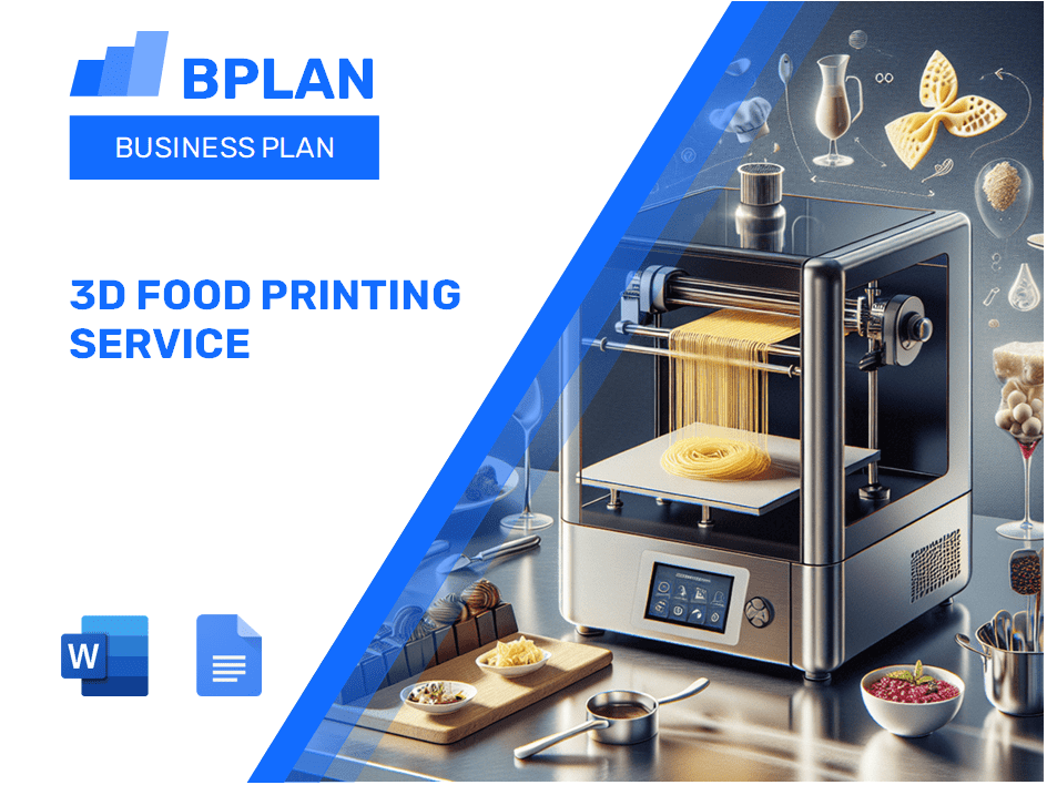 Plano de negócios de serviço de impressão em alimentos 3D