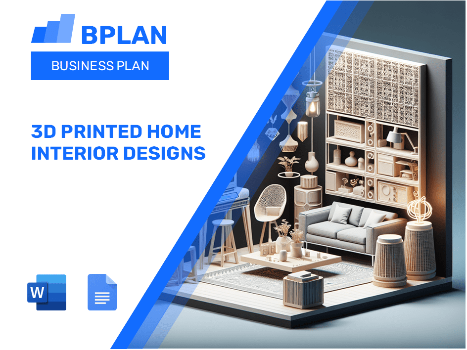 Plano de negócios de designs de interiores em casa impressa em 3D