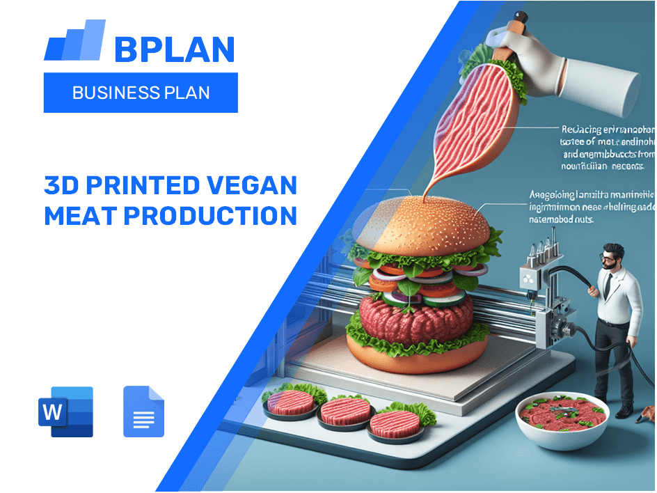 Plan de negocios de producción vegana de carne vegana en 3D