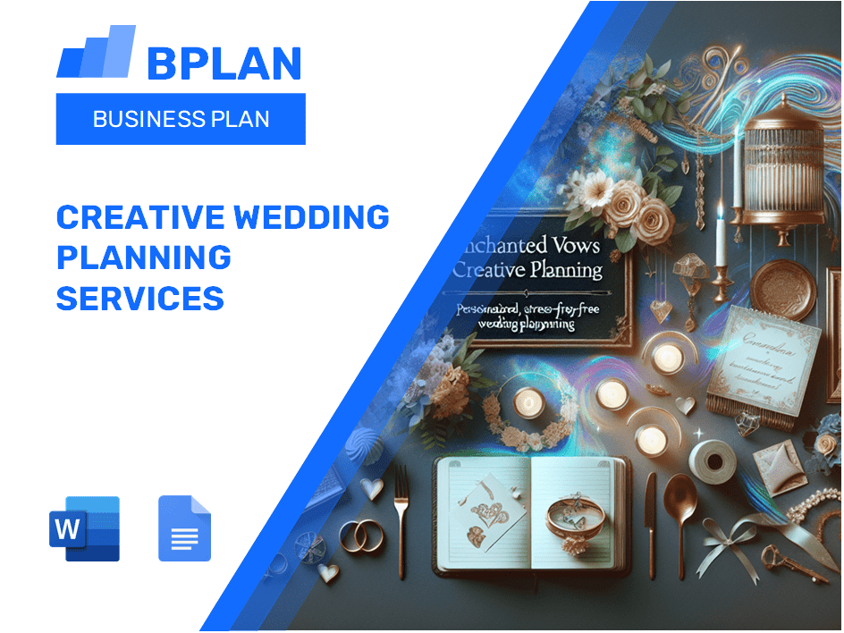 Plan de negocios de servicios creativos de planificación de bodas