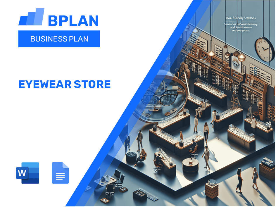 Plano de negócios da loja de óculos