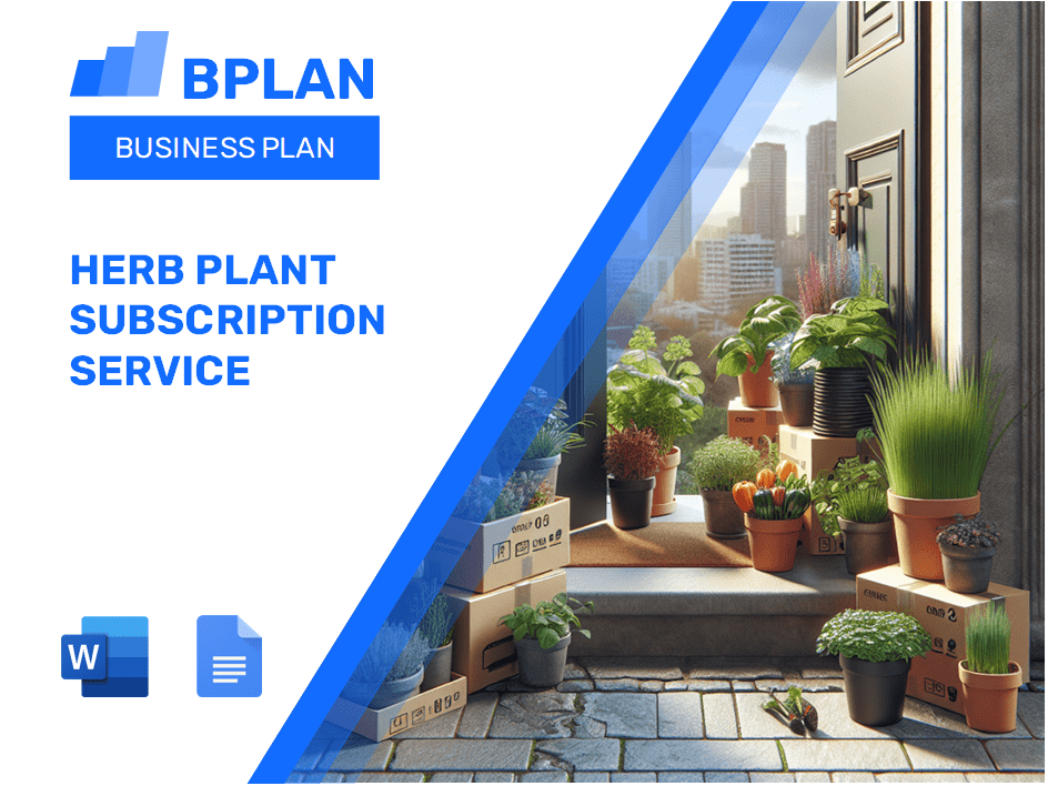 Plan d'affaires du service d'abonnement Herb Plant