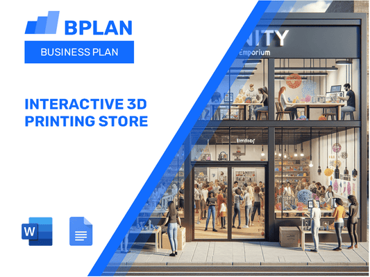 Plano de negócios interativo da loja de impressão 3D