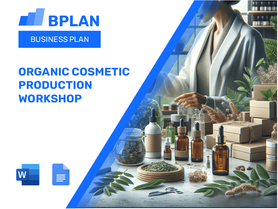 Plan d'affaires d'atelier de production cosmétique organique