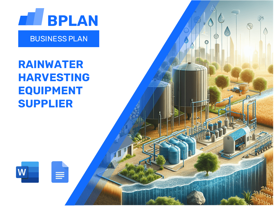 Plano de negócios de fornecedores de equipamentos de colheita de água da chuva