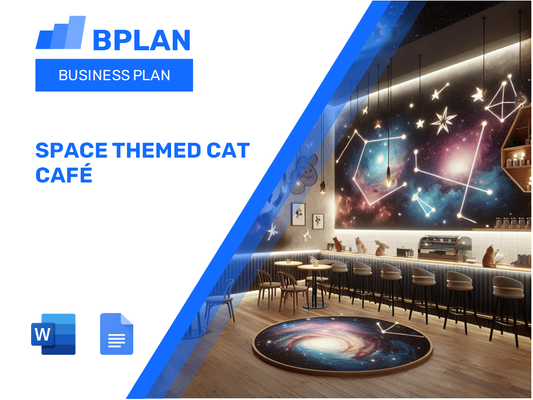 Plan de negocios de Cat Café con temática espacial