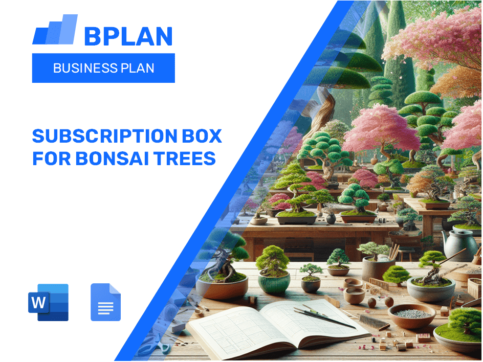 Caja de suscripción para Plan de negocios de Bonsai Trees