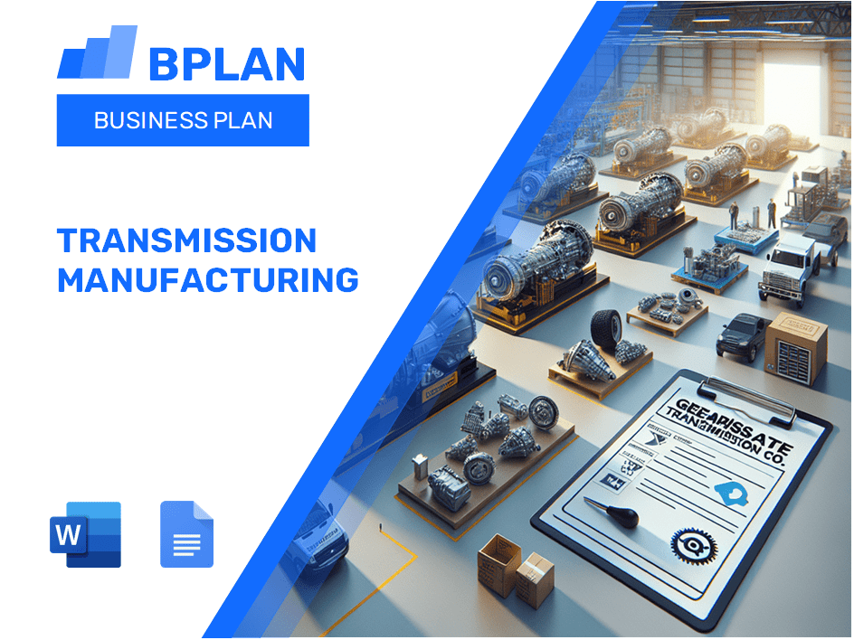 Plan de negocios de fabricación de transmisión