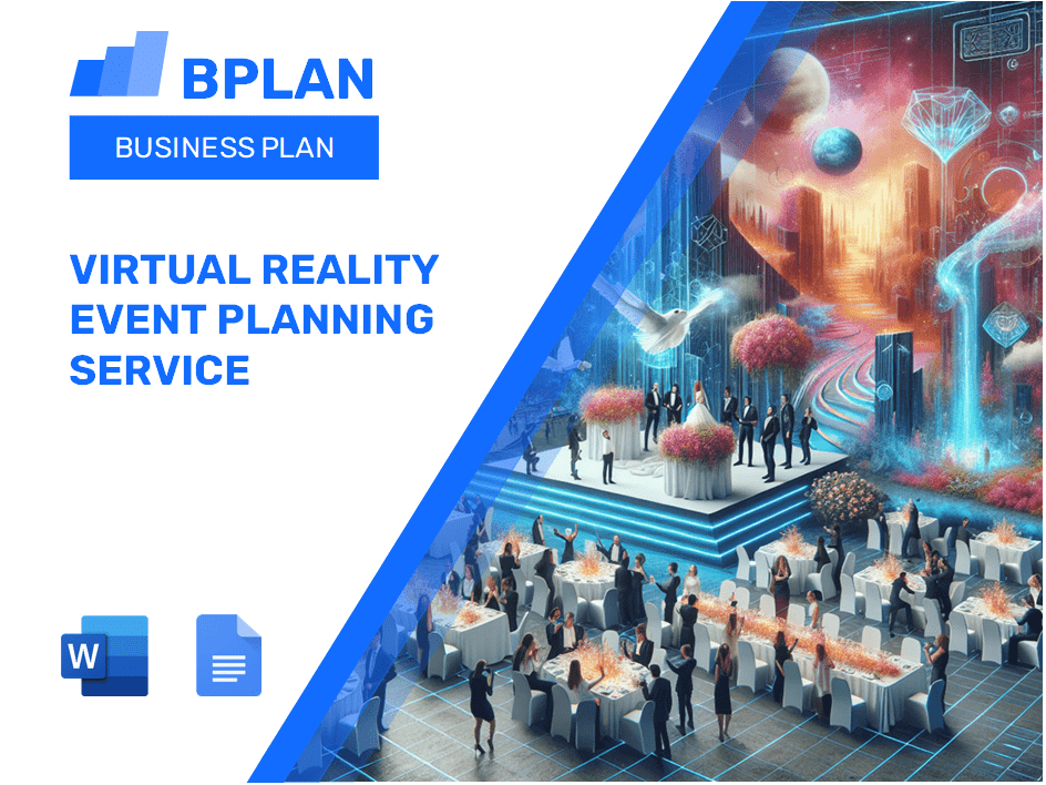 Plano de negócios de serviço de planejamento de eventos de realidade virtual